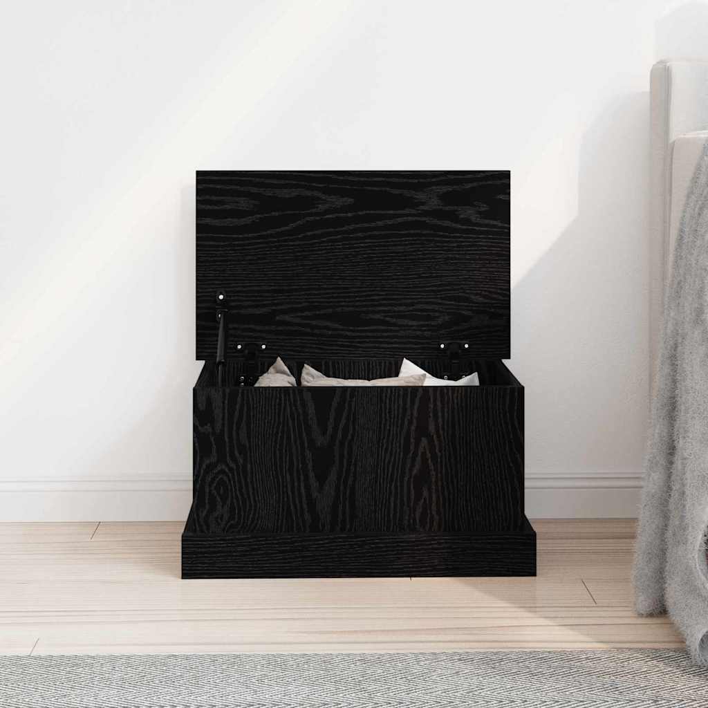 Opslagdoos met opslag Zwart eiken 50 x 30 x 28 cm Bewerkt hout is nu te koop bij PeponiXL, paradijselijk wonen!