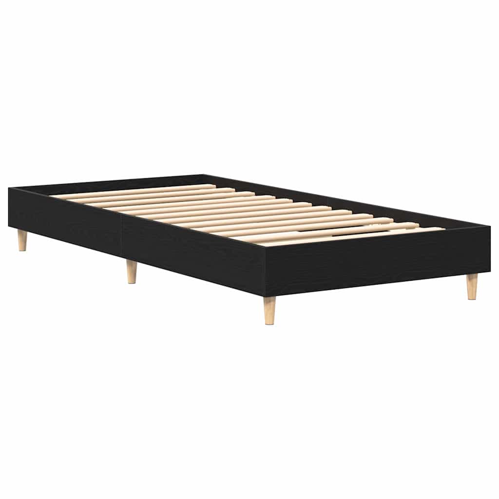 Bedframe Zwart Eiken 203 x 93 x 25 cm Bewerkt hout is nu te koop bij PeponiXL, paradijselijk wonen!