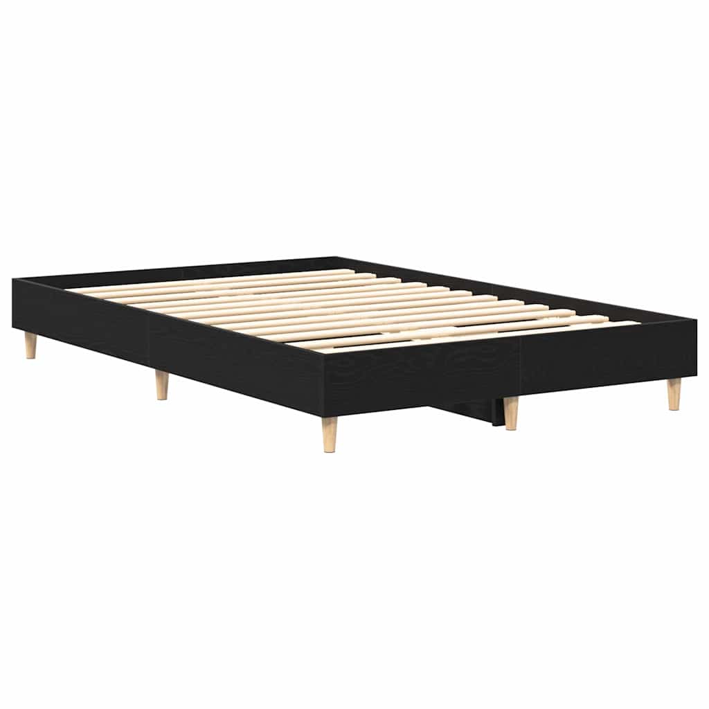 Bedframe Zwart Eiken 193 x 143 x 25 cm Bewerkt hout is nu te koop bij PeponiXL, paradijselijk wonen!