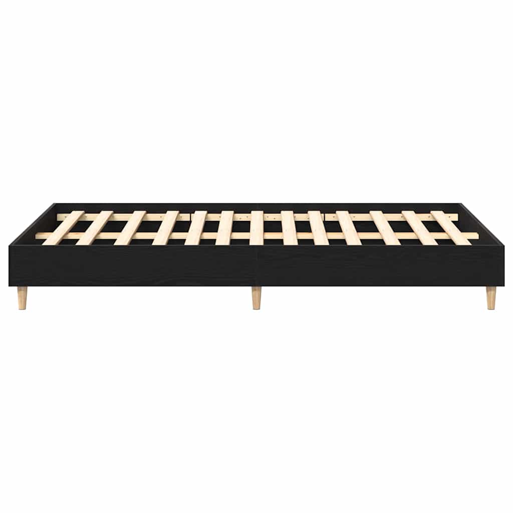 Bedframe Zwart Eiken 193 x 138 x 25 cm Bewerkt hout is nu te koop bij PeponiXL, paradijselijk wonen!