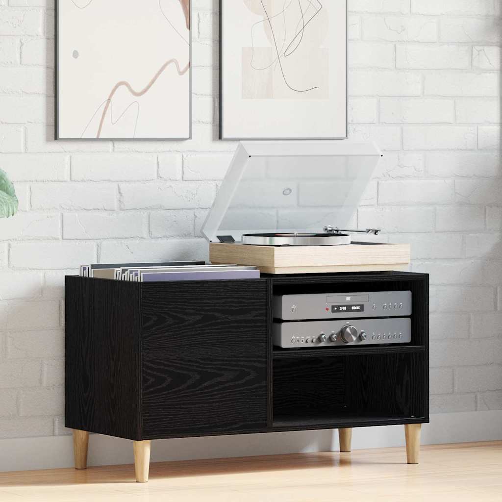 Platenkast Zwart eiken 84,5 x 38 x 48 cm Bewerkt hout is nu te koop bij PeponiXL, paradijselijk wonen!
