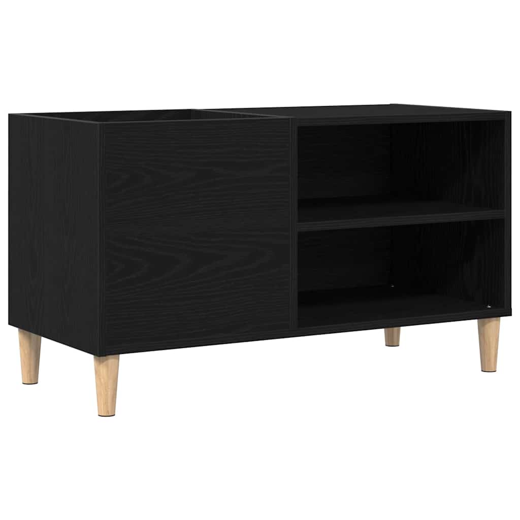 Platenkast Zwart eiken 84,5 x 38 x 48 cm Bewerkt hout is nu te koop bij PeponiXL, paradijselijk wonen!