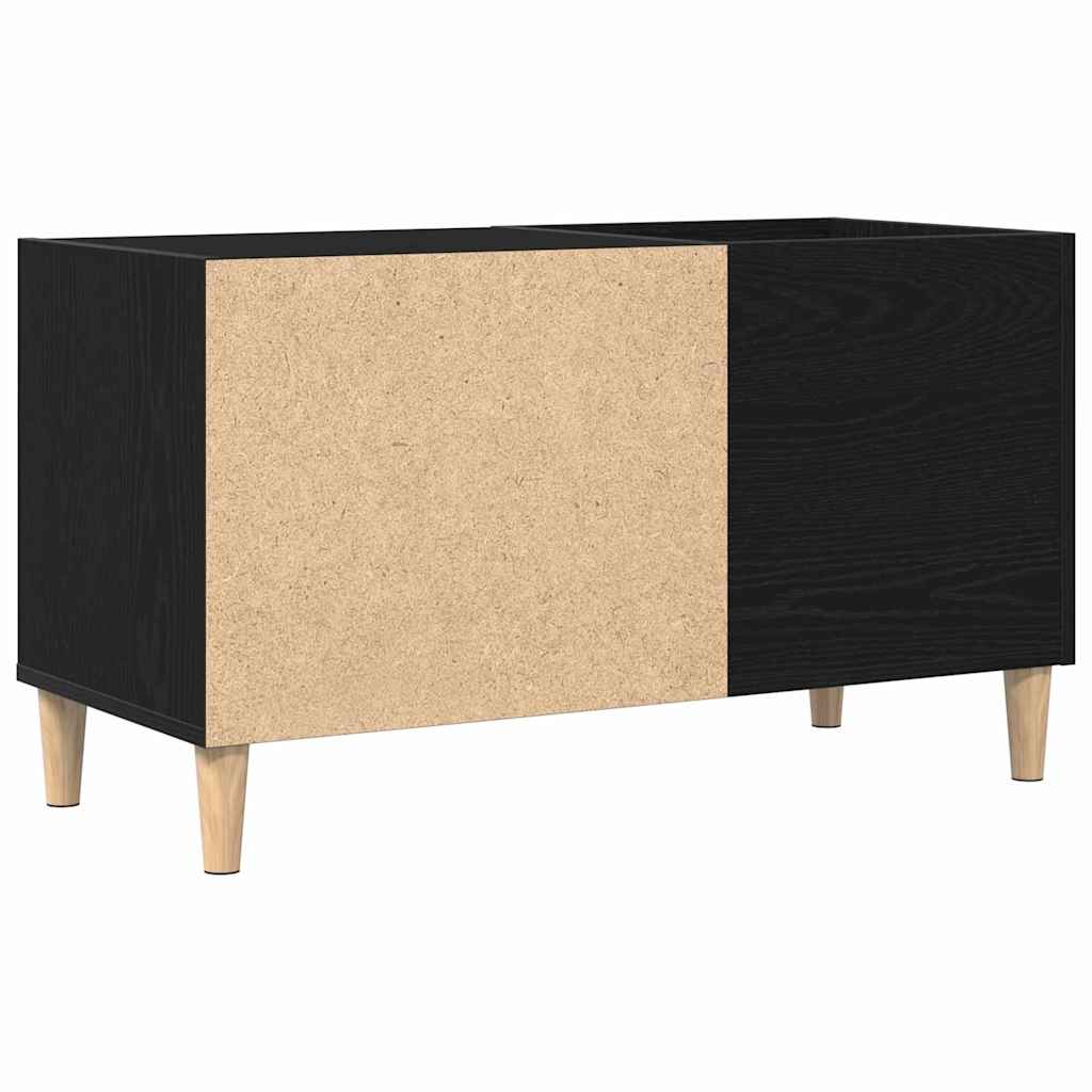 Platenkast Zwart eiken 84,5 x 38 x 48 cm Bewerkt hout is nu te koop bij PeponiXL, paradijselijk wonen!