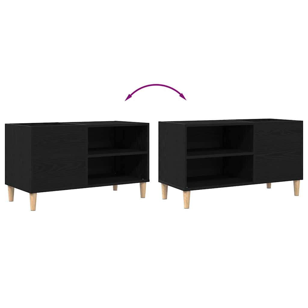 Platenkast Zwart eiken 84,5 x 38 x 48 cm Bewerkt hout is nu te koop bij PeponiXL, paradijselijk wonen!