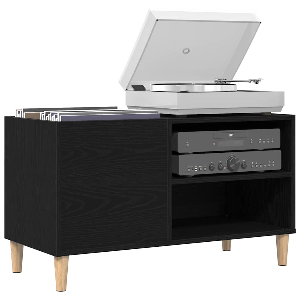 Platenkast Zwart eiken 84,5 x 38 x 48 cm Bewerkt hout is nu te koop bij PeponiXL, paradijselijk wonen!