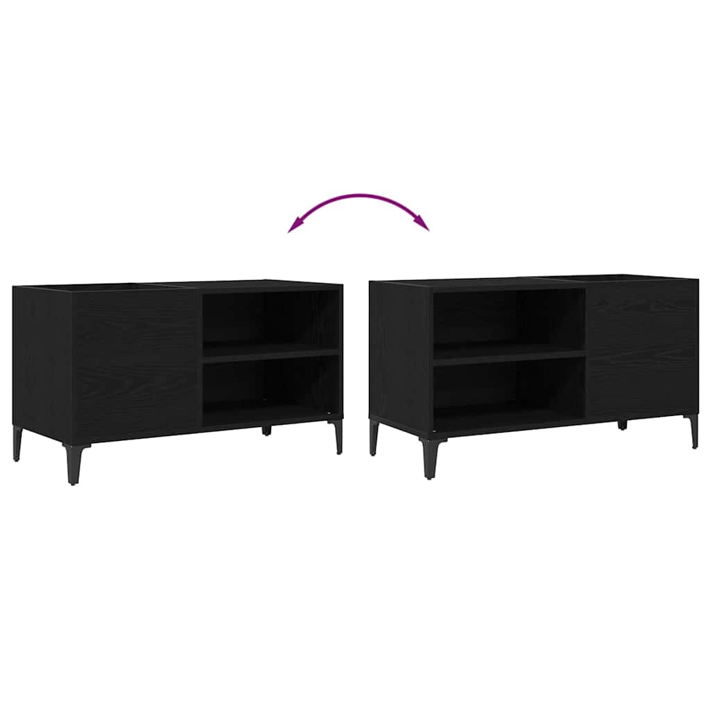 Platenkast met plank Zwart Eiken 84,5 x 38 x 48 cm Bewerkt hout is nu te koop bij PeponiXL, paradijselijk wonen!