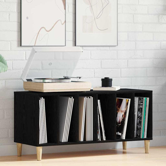 Platenkast met plank Zwart Eiken 100 x 38 x 48 cm Bewerkt hout is nu te koop bij PeponiXL, paradijselijk wonen!