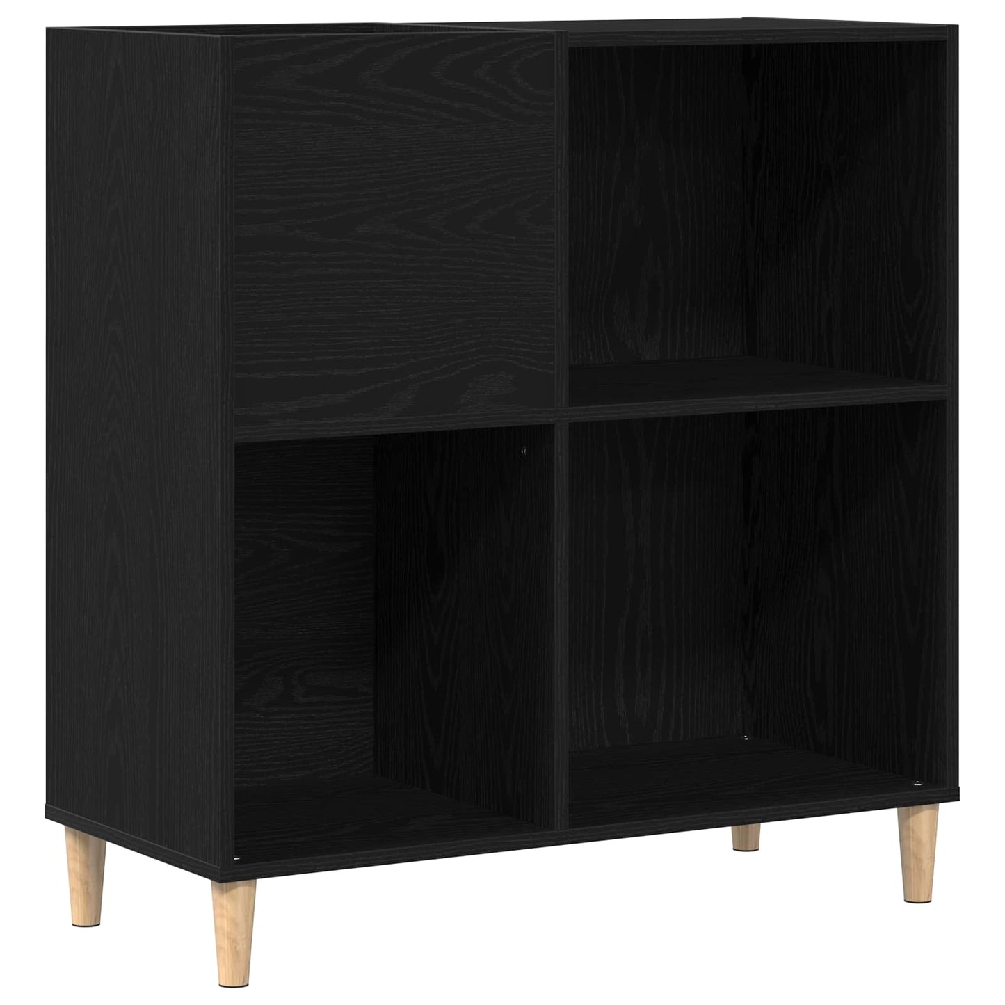Platenkast met plank Zwart Eiken 84,5 x 38 x 89 cm Bewerkt hout is nu te koop bij PeponiXL, paradijselijk wonen!