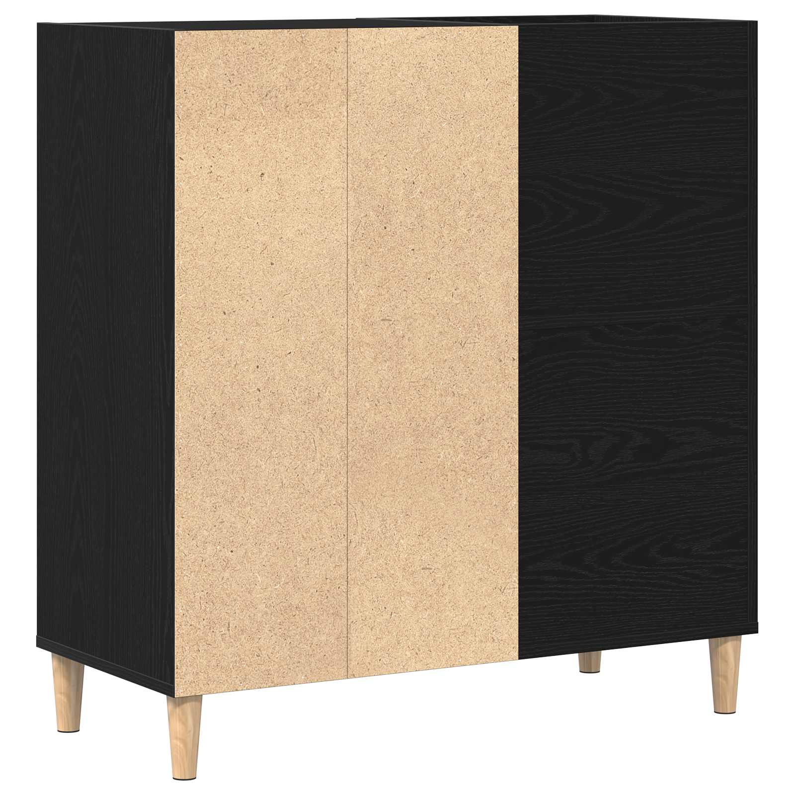 Platenkast met plank Zwart Eiken 84,5 x 38 x 89 cm Bewerkt hout is nu te koop bij PeponiXL, paradijselijk wonen!