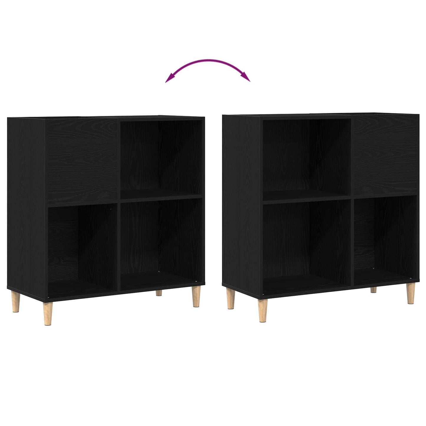 Platenkast met plank Zwart Eiken 84,5 x 38 x 89 cm Bewerkt hout is nu te koop bij PeponiXL, paradijselijk wonen!