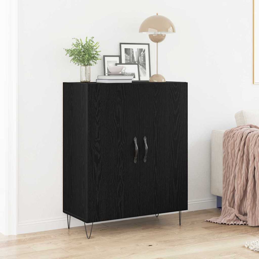 Dressoir Zwart Eiken 69,5 x 34 x 90 cm Bewerkt hout is nu te koop bij PeponiXL, paradijselijk wonen!
