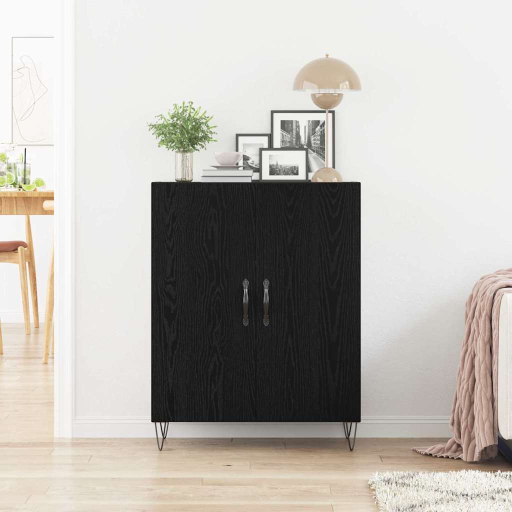 Dressoir Zwart Eiken 69,5 x 34 x 90 cm Bewerkt hout is nu te koop bij PeponiXL, paradijselijk wonen!