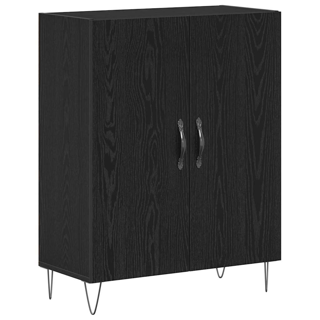 Dressoir Zwart Eiken 69,5 x 34 x 90 cm Bewerkt hout is nu te koop bij PeponiXL, paradijselijk wonen!