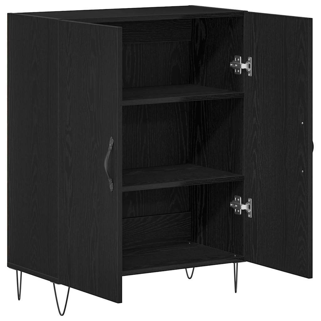 Dressoir Zwart Eiken 69,5 x 34 x 90 cm Bewerkt hout is nu te koop bij PeponiXL, paradijselijk wonen!
