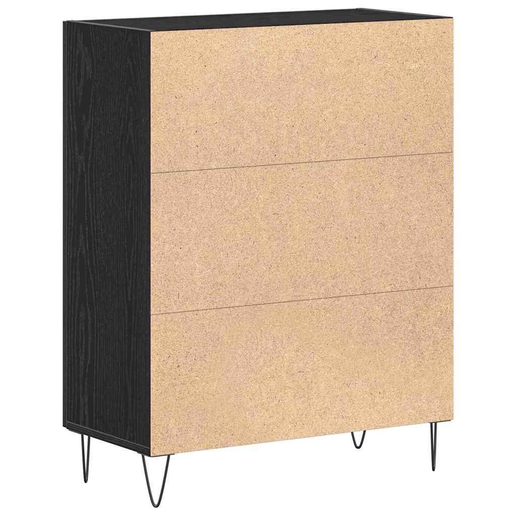 Dressoir Zwart Eiken 69,5 x 34 x 90 cm Bewerkt hout is nu te koop bij PeponiXL, paradijselijk wonen!
