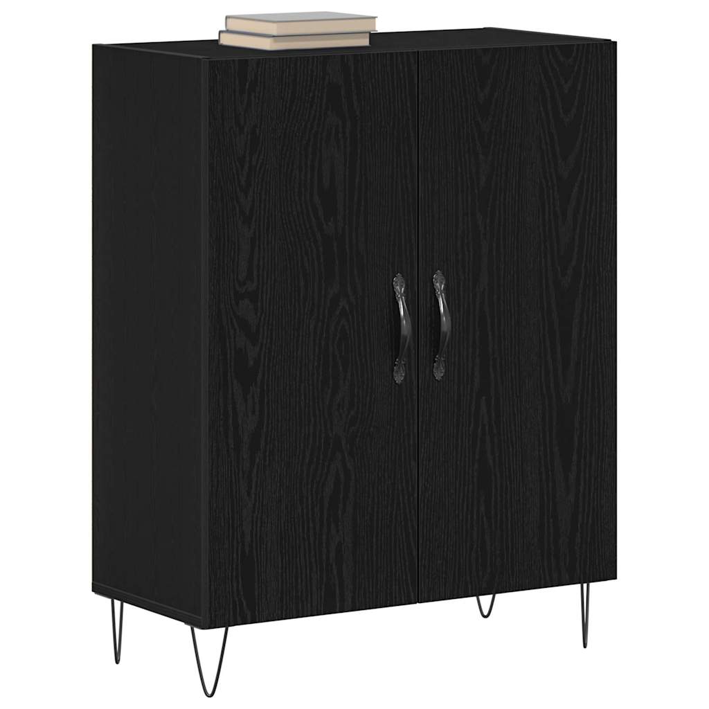 Dressoir Zwart Eiken 69,5 x 34 x 90 cm Bewerkt hout is nu te koop bij PeponiXL, paradijselijk wonen!
