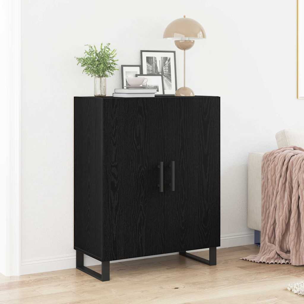 Dressoir Zwart Eiken 69,5 x 34 x 90 cm Bewerkt hout is nu te koop bij PeponiXL, paradijselijk wonen!