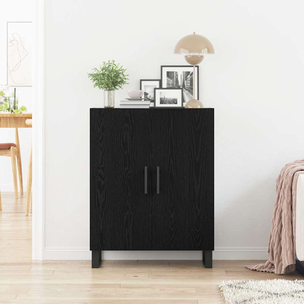 Dressoir Zwart Eiken 69,5 x 34 x 90 cm Bewerkt hout is nu te koop bij PeponiXL, paradijselijk wonen!