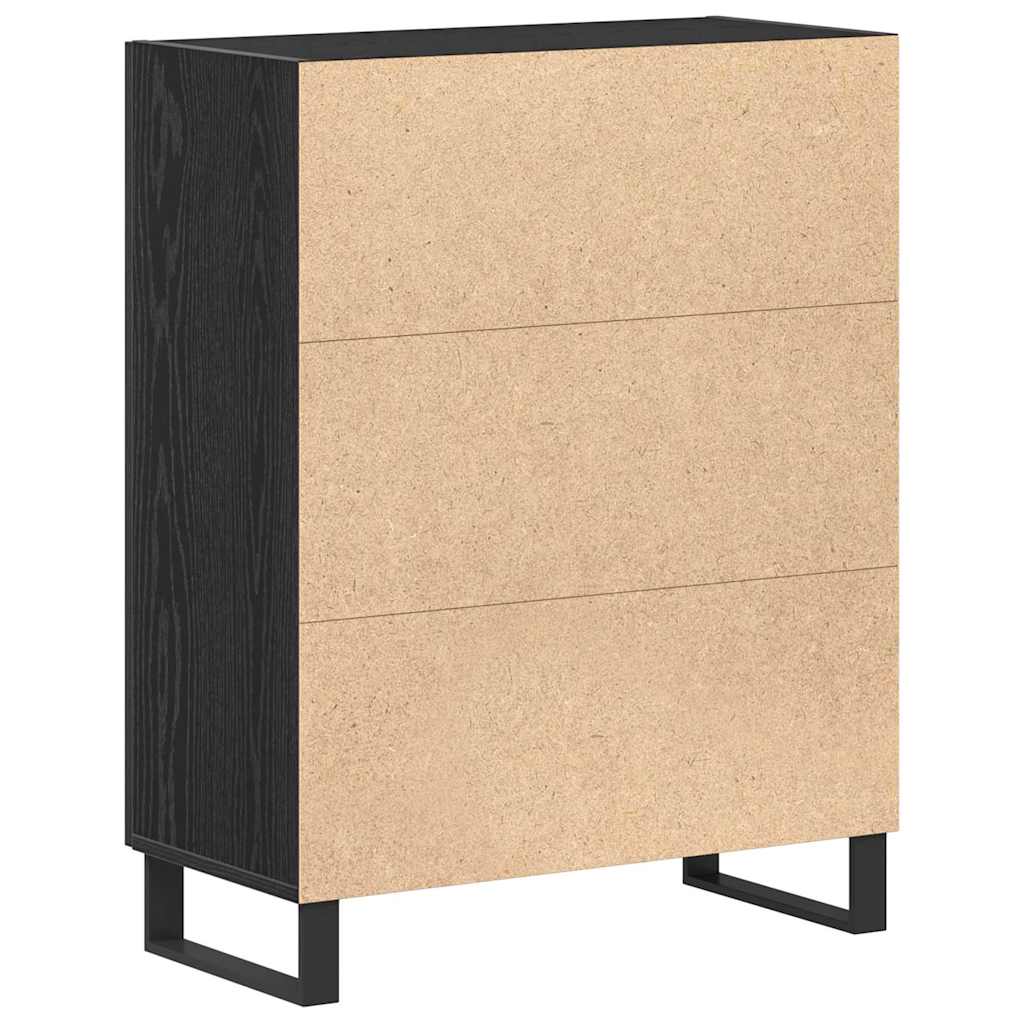 Dressoir Zwart Eiken 69,5 x 34 x 90 cm Bewerkt hout is nu te koop bij PeponiXL, paradijselijk wonen!