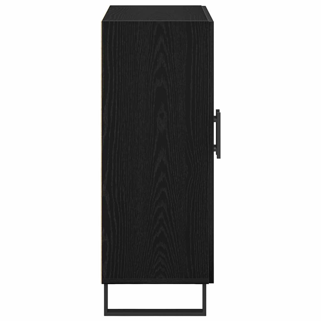 Dressoir Zwart Eiken 69,5 x 34 x 90 cm Bewerkt hout is nu te koop bij PeponiXL, paradijselijk wonen!