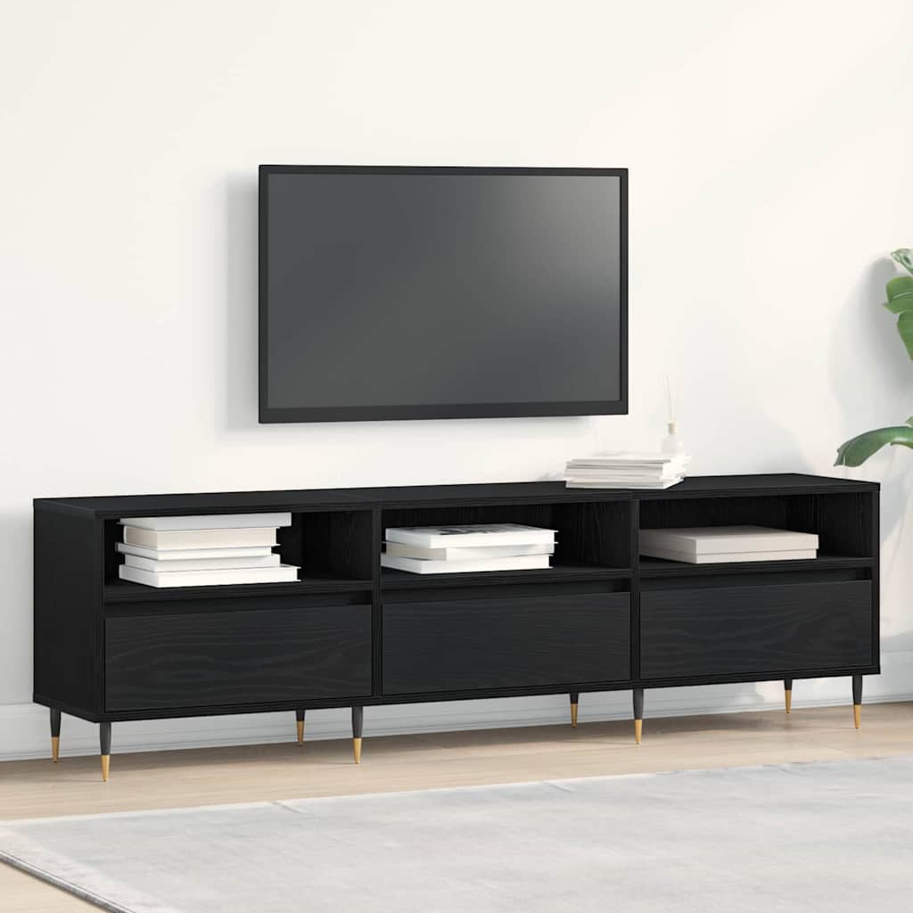 TV-kast met lade Zwart Eiken 150 x 30 x 44,5 cm Bewerkt hout is nu te koop bij PeponiXL, paradijselijk wonen!