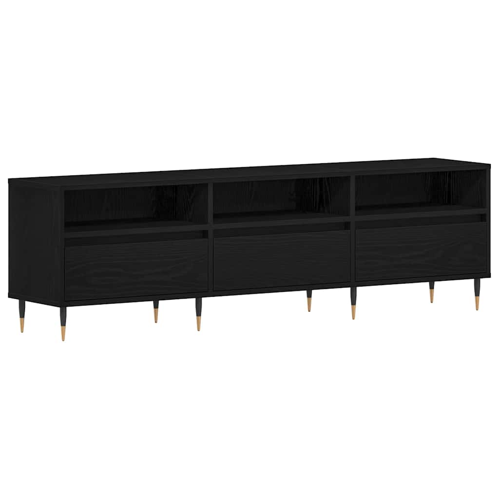 TV-kast met lade Zwart Eiken 150 x 30 x 44,5 cm Bewerkt hout is nu te koop bij PeponiXL, paradijselijk wonen!
