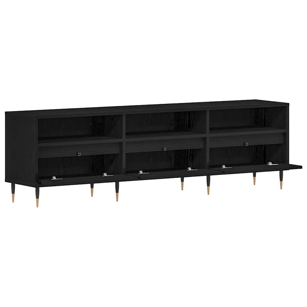 TV-kast met lade Zwart Eiken 150 x 30 x 44,5 cm Bewerkt hout is nu te koop bij PeponiXL, paradijselijk wonen!