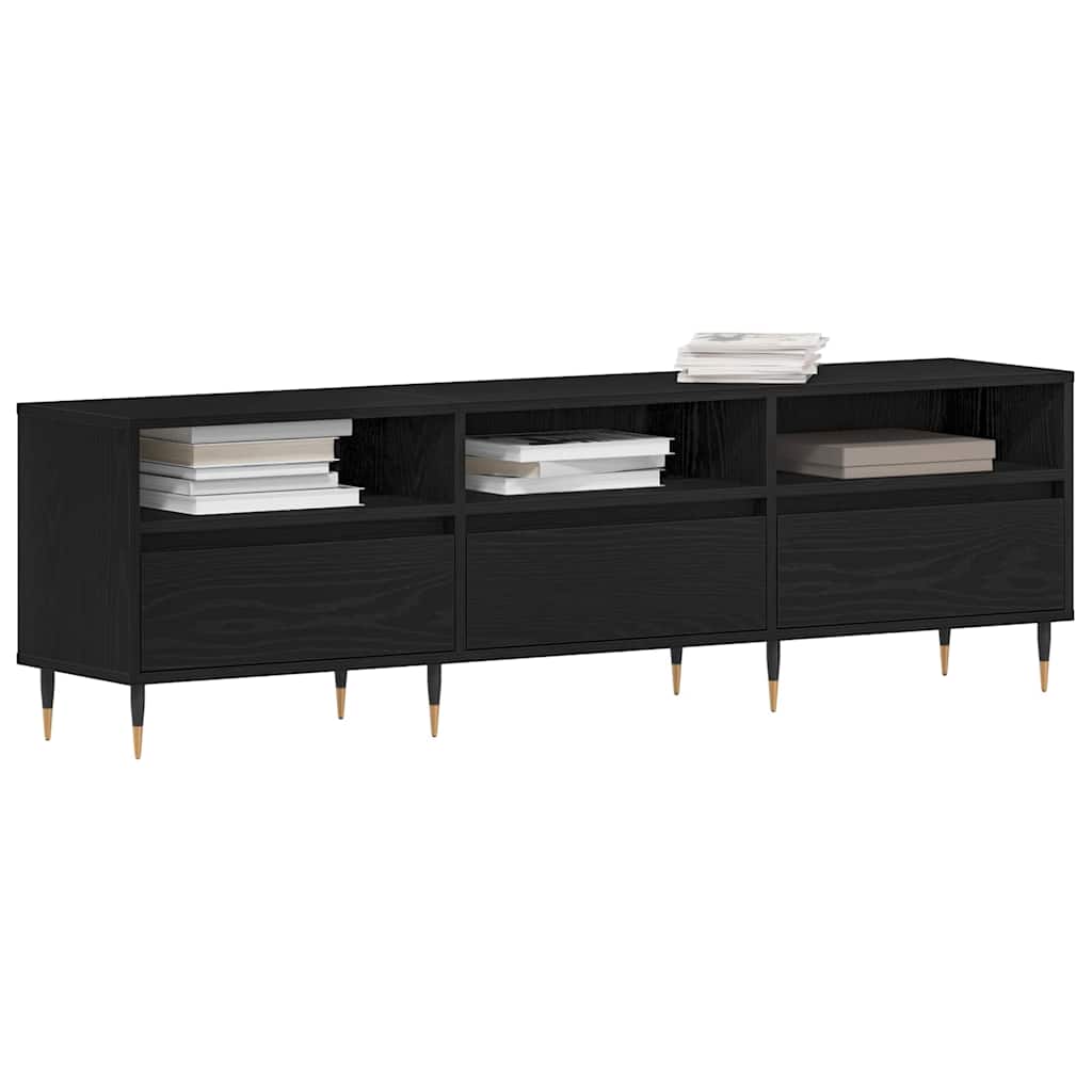 TV-kast met lade Zwart Eiken 150 x 30 x 44,5 cm Bewerkt hout is nu te koop bij PeponiXL, paradijselijk wonen!