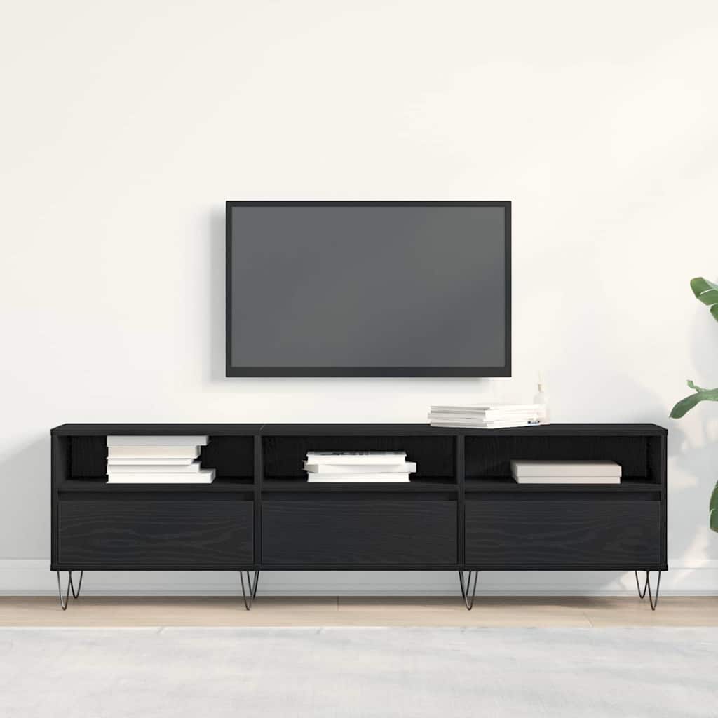 TV-kast met lade Zwart Eiken 150 x 30 x 44,5 cm Bewerkt hout is nu te koop bij PeponiXL, paradijselijk wonen!