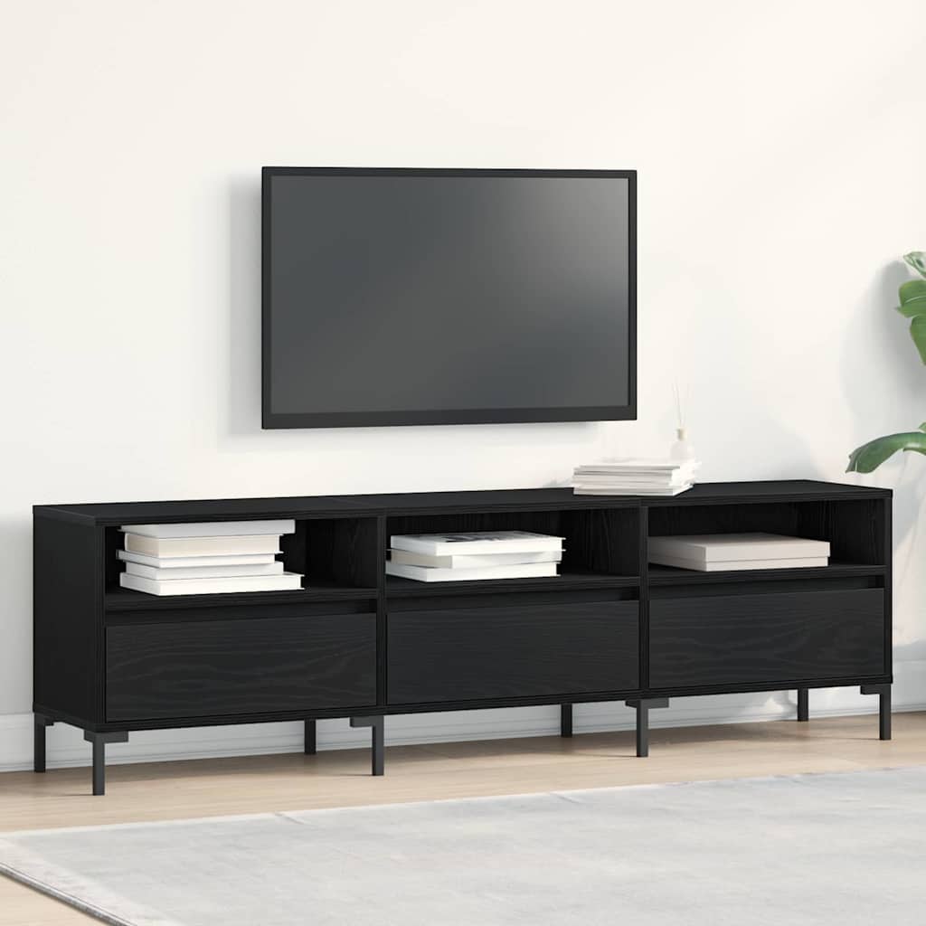 TV-kast met lade Zwart Eiken 150 x 30 x 44,5 cm Bewerkt hout is nu te koop bij PeponiXL, paradijselijk wonen!
