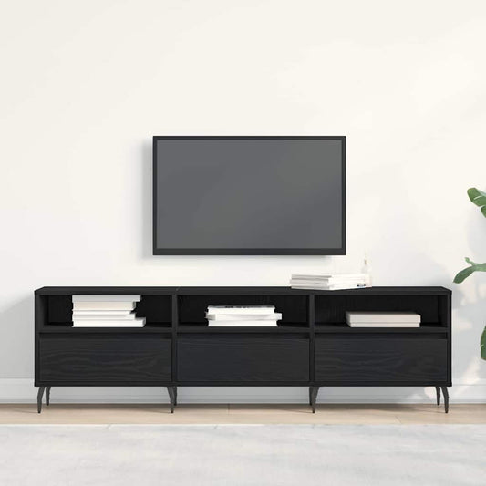 TV-kast Zwart Eiken 150 x 30 x 44,5 cm Bewerkt hout is nu te koop bij PeponiXL, paradijselijk wonen!