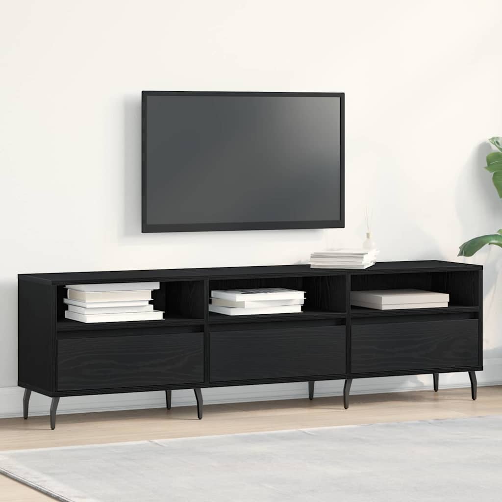 TV-kast Zwart Eiken 150 x 30 x 44,5 cm Bewerkt hout is nu te koop bij PeponiXL, paradijselijk wonen!