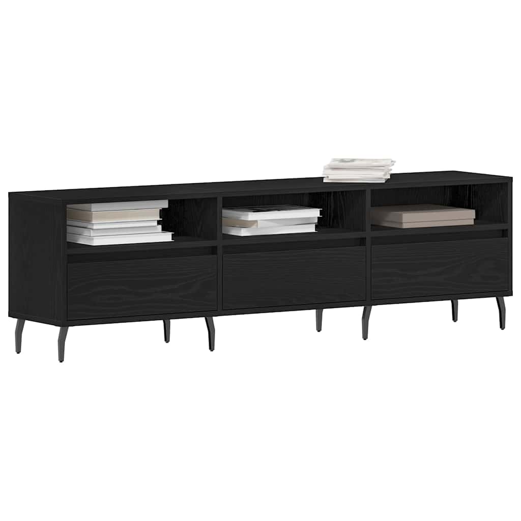TV-kast Zwart Eiken 150 x 30 x 44,5 cm Bewerkt hout is nu te koop bij PeponiXL, paradijselijk wonen!