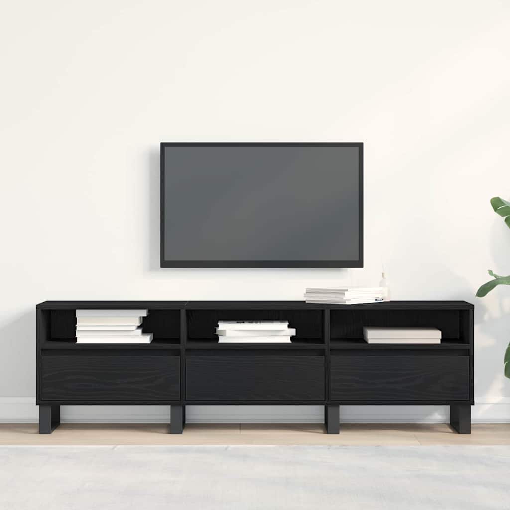 TV-kast met lade Zwart Eiken 150 x 30 x 44,5 cm Bewerkt hout is nu te koop bij PeponiXL, paradijselijk wonen!