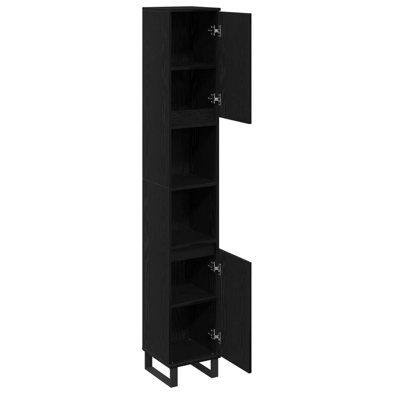 Badkamer Kast Zwart Eiken 30 x 30 x 190 cm Bewerkt hout is nu te koop bij PeponiXL, paradijselijk wonen!