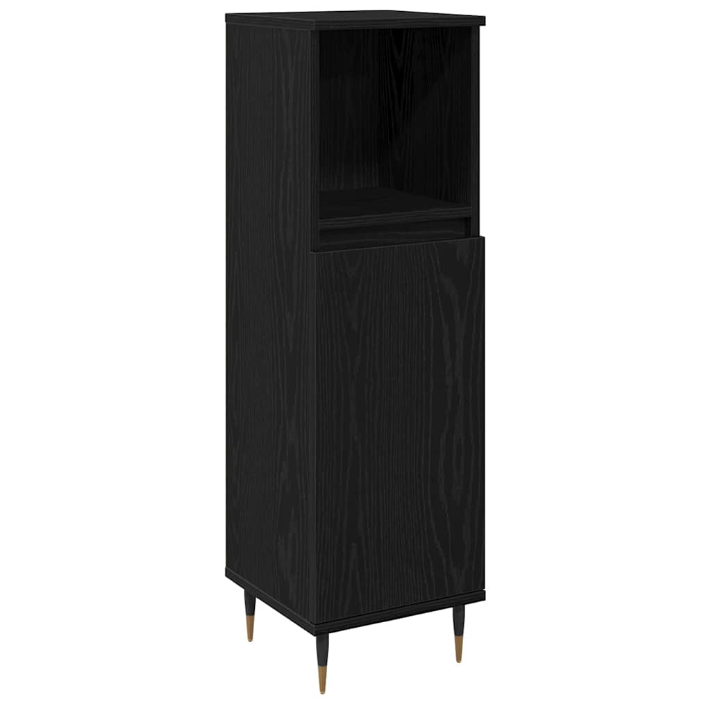 Badkamer Kast Zwart Eiken 30 x 30 x 100 cm Bewerkt hout is nu te koop bij PeponiXL, paradijselijk wonen!