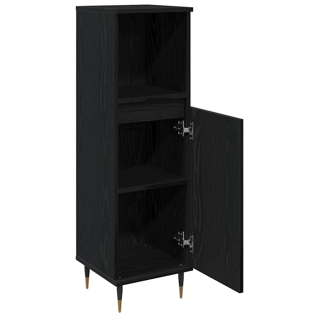 Badkamer Kast Zwart Eiken 30 x 30 x 100 cm Bewerkt hout is nu te koop bij PeponiXL, paradijselijk wonen!