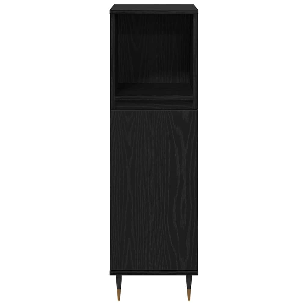 Badkamer Kast Zwart Eiken 30 x 30 x 100 cm Bewerkt hout is nu te koop bij PeponiXL, paradijselijk wonen!