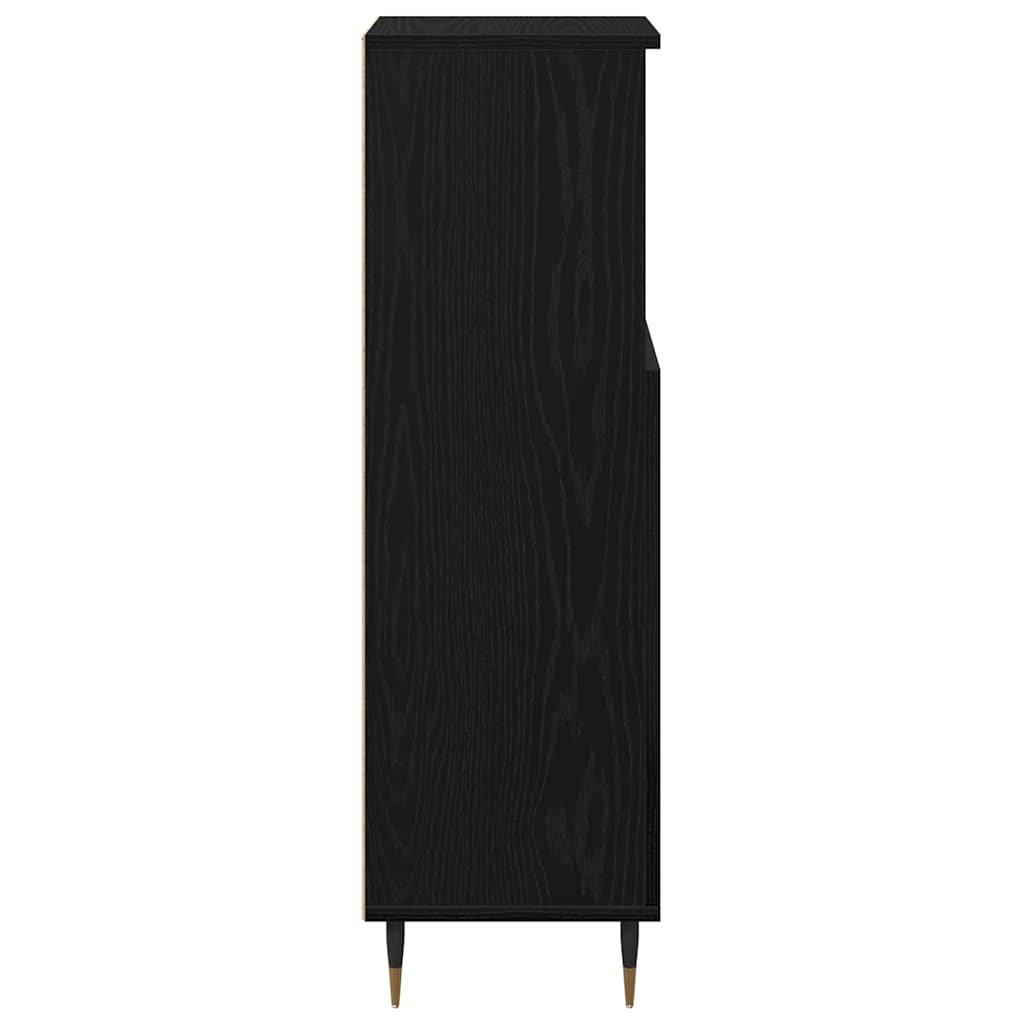 Badkamer Kast Zwart Eiken 30 x 30 x 100 cm Bewerkt hout is nu te koop bij PeponiXL, paradijselijk wonen!