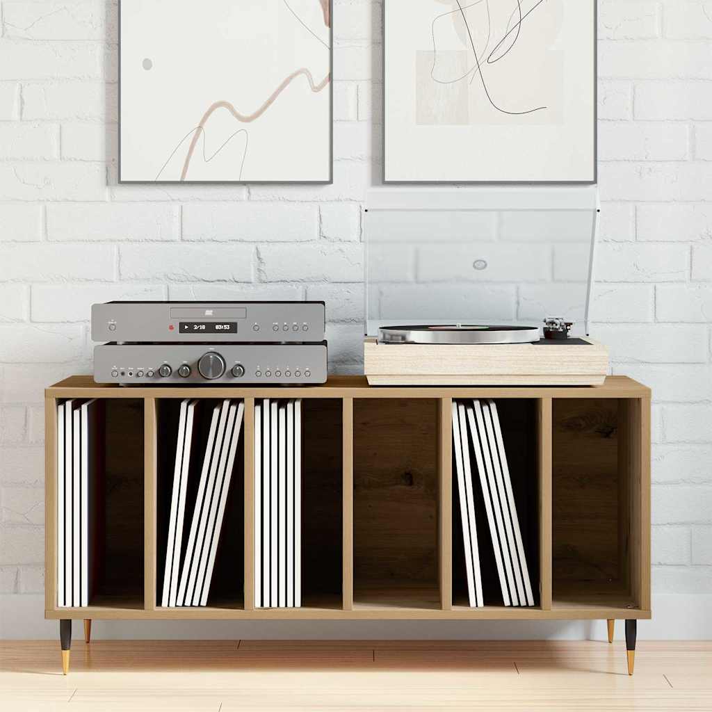 Platenkast met plank artisanaal eikenkleurig 100 x 38 x 48 cm is nu te koop bij PeponiXL, paradijselijk wonen!
