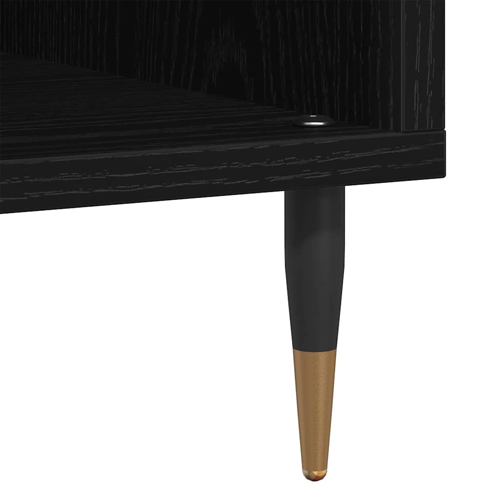 Platenkast met plank Zwart Eiken 100 x 38 x 48 cm Bewerkt hout is nu te koop bij PeponiXL, paradijselijk wonen!