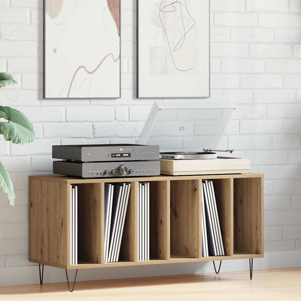 Platenkast met plank artisanaal eikenkleurig 100 x 38 x 48 cm is nu te koop bij PeponiXL, paradijselijk wonen!