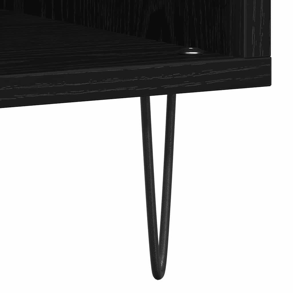 Platenkast met plank Zwart Eiken 100 x 38 x 48 cm Bewerkt hout is nu te koop bij PeponiXL, paradijselijk wonen!