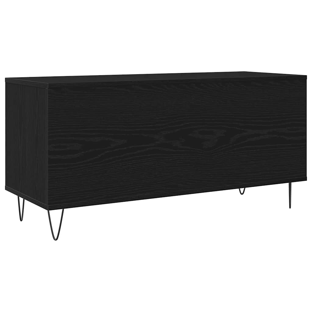 Platenkast met plank Zwart Eiken 100 x 38 x 48 cm Bewerkt hout is nu te koop bij PeponiXL, paradijselijk wonen!