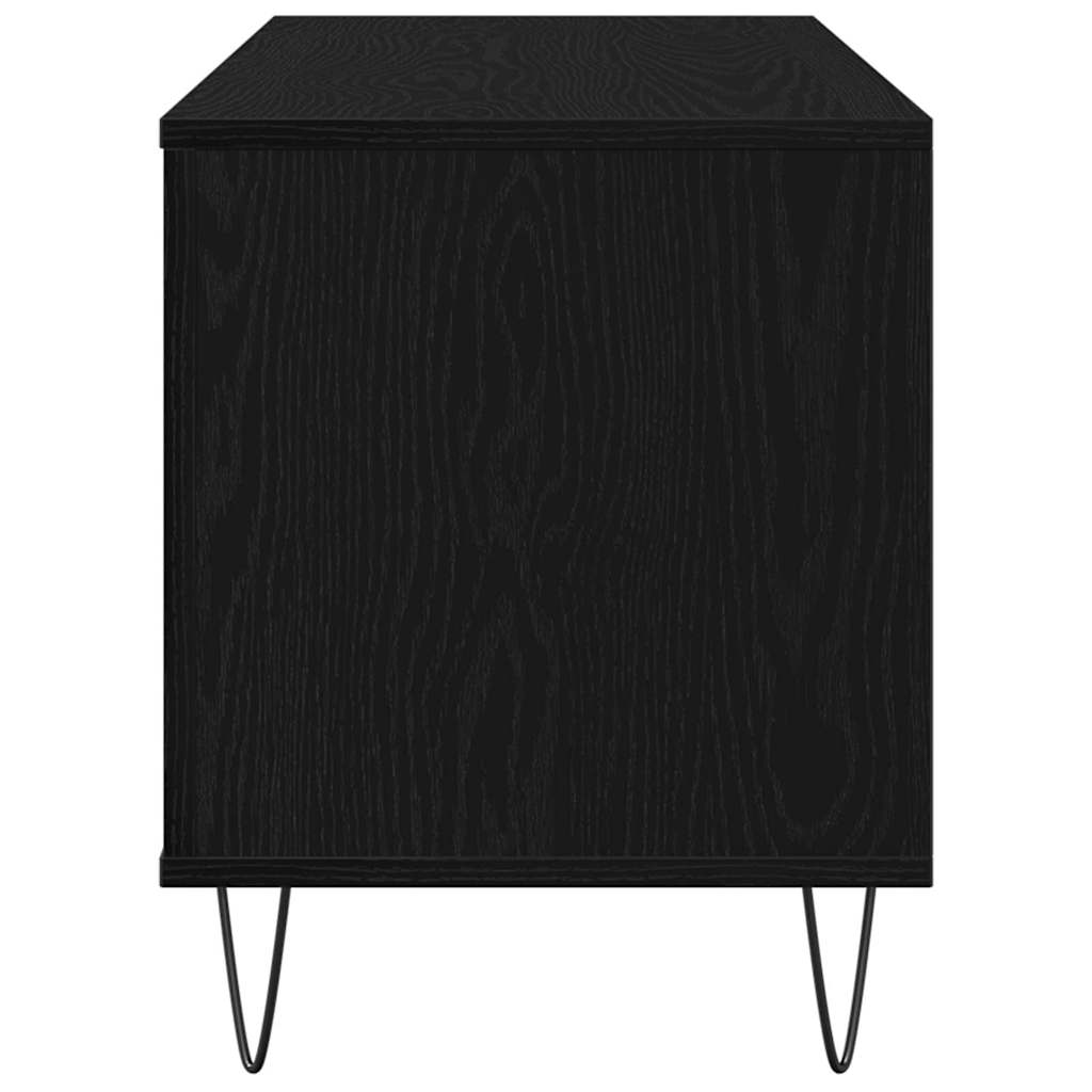 Platenkast met plank Zwart Eiken 100 x 38 x 48 cm Bewerkt hout is nu te koop bij PeponiXL, paradijselijk wonen!