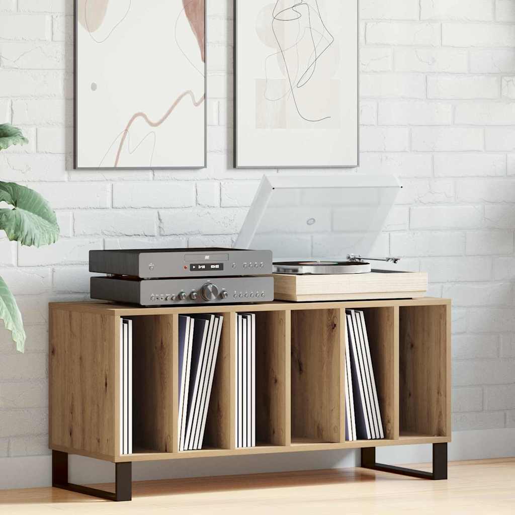 Platenkast met plank artisanaal eikenkleurig 100 x 38 x 48 cm is nu te koop bij PeponiXL, paradijselijk wonen!