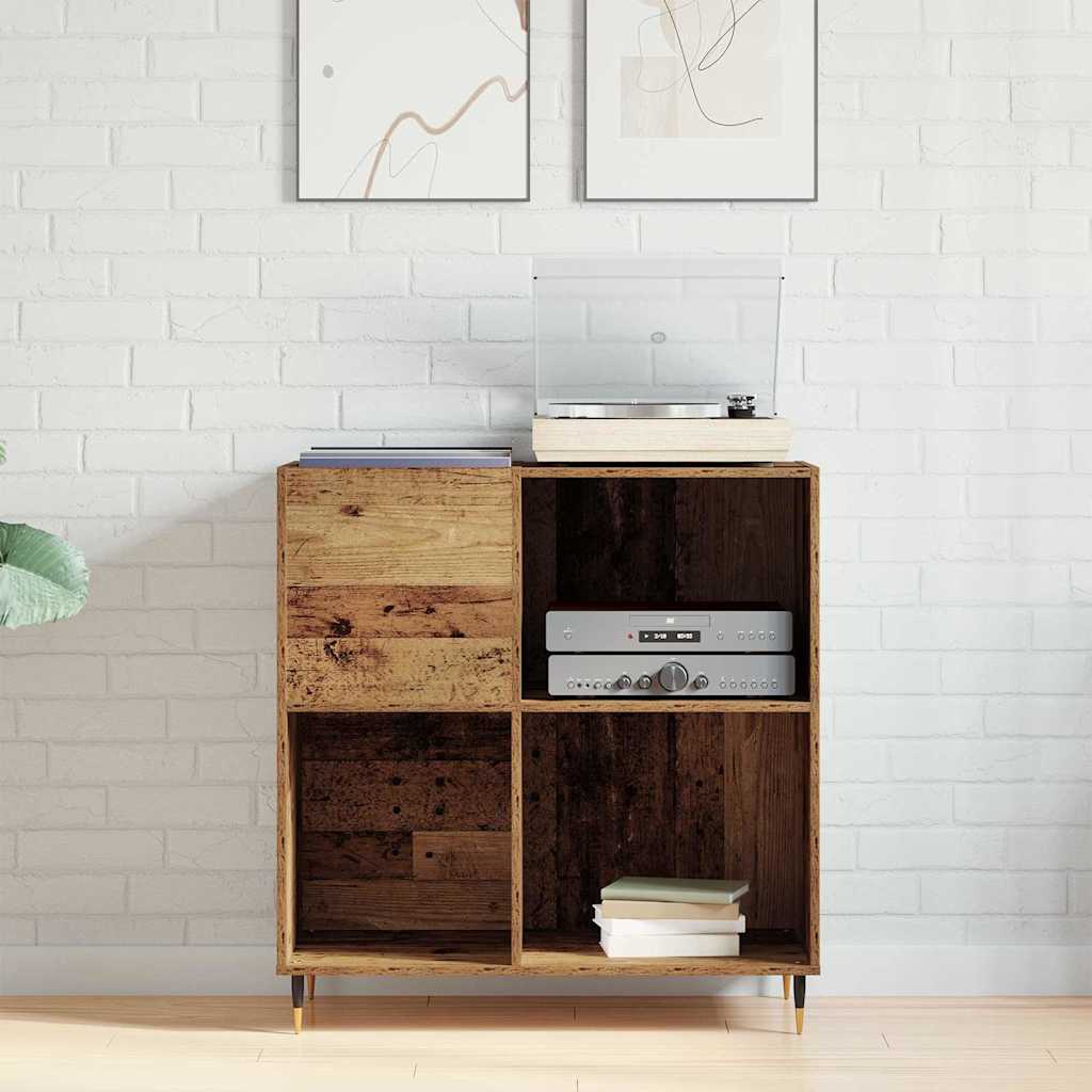 Platenkast met plank Oud hout 85 x 38 x 89 cm Bewerkt hout is nu te koop bij PeponiXL, paradijselijk wonen!
