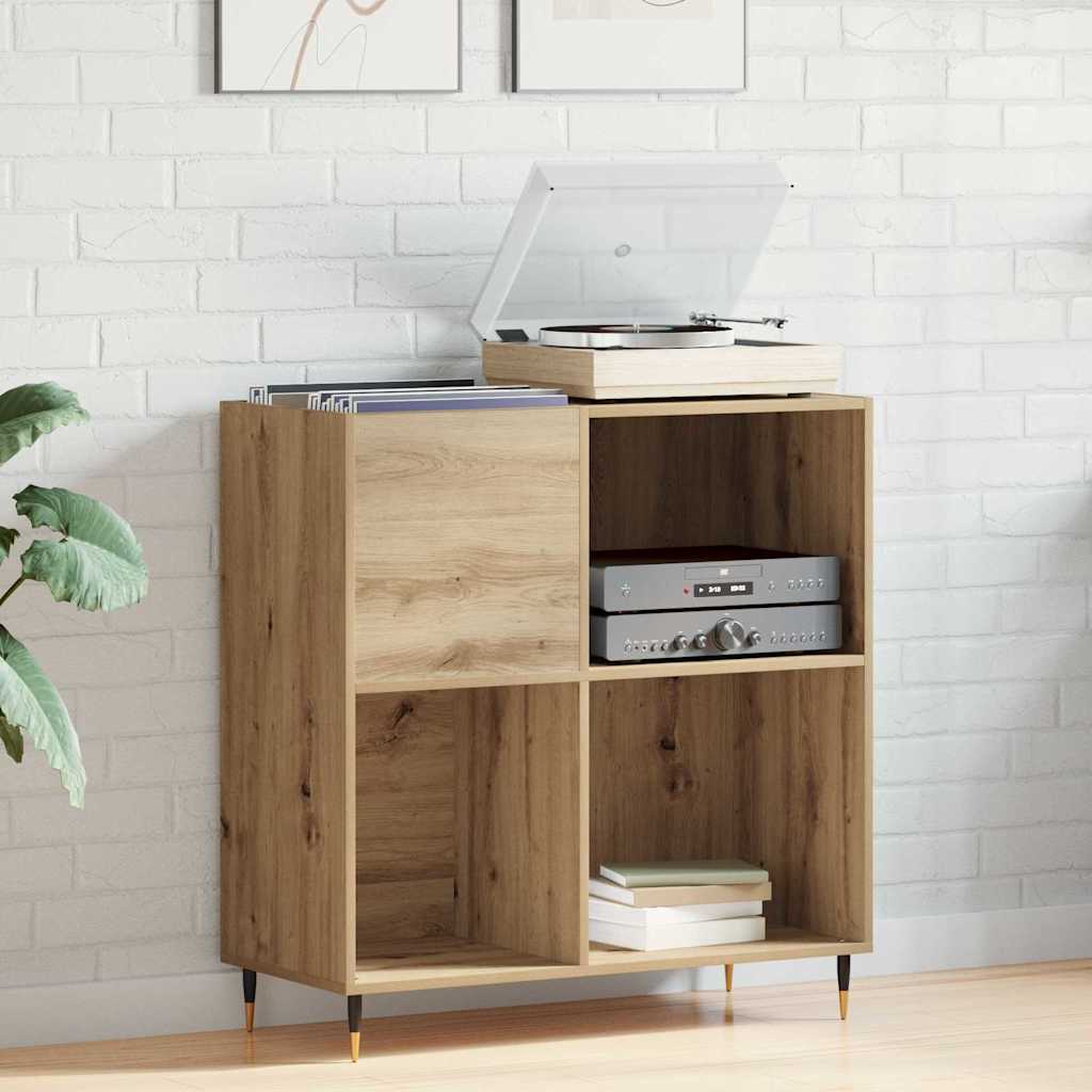 Platenkast artisanaal eikenkleurig 85 x 38 x 89 cm Bewerkt hout is nu te koop bij PeponiXL, paradijselijk wonen!