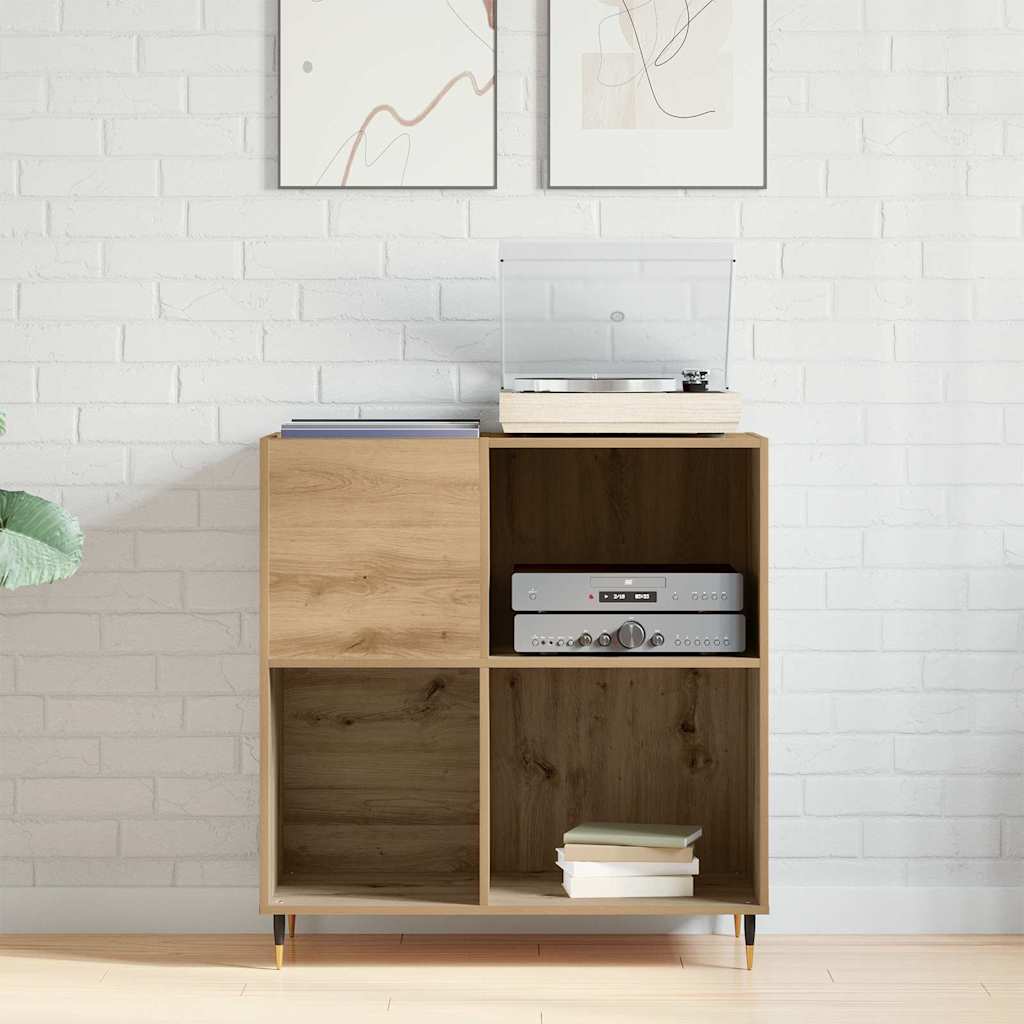 Platenkast artisanaal eikenkleurig 85 x 38 x 89 cm Bewerkt hout is nu te koop bij PeponiXL, paradijselijk wonen!