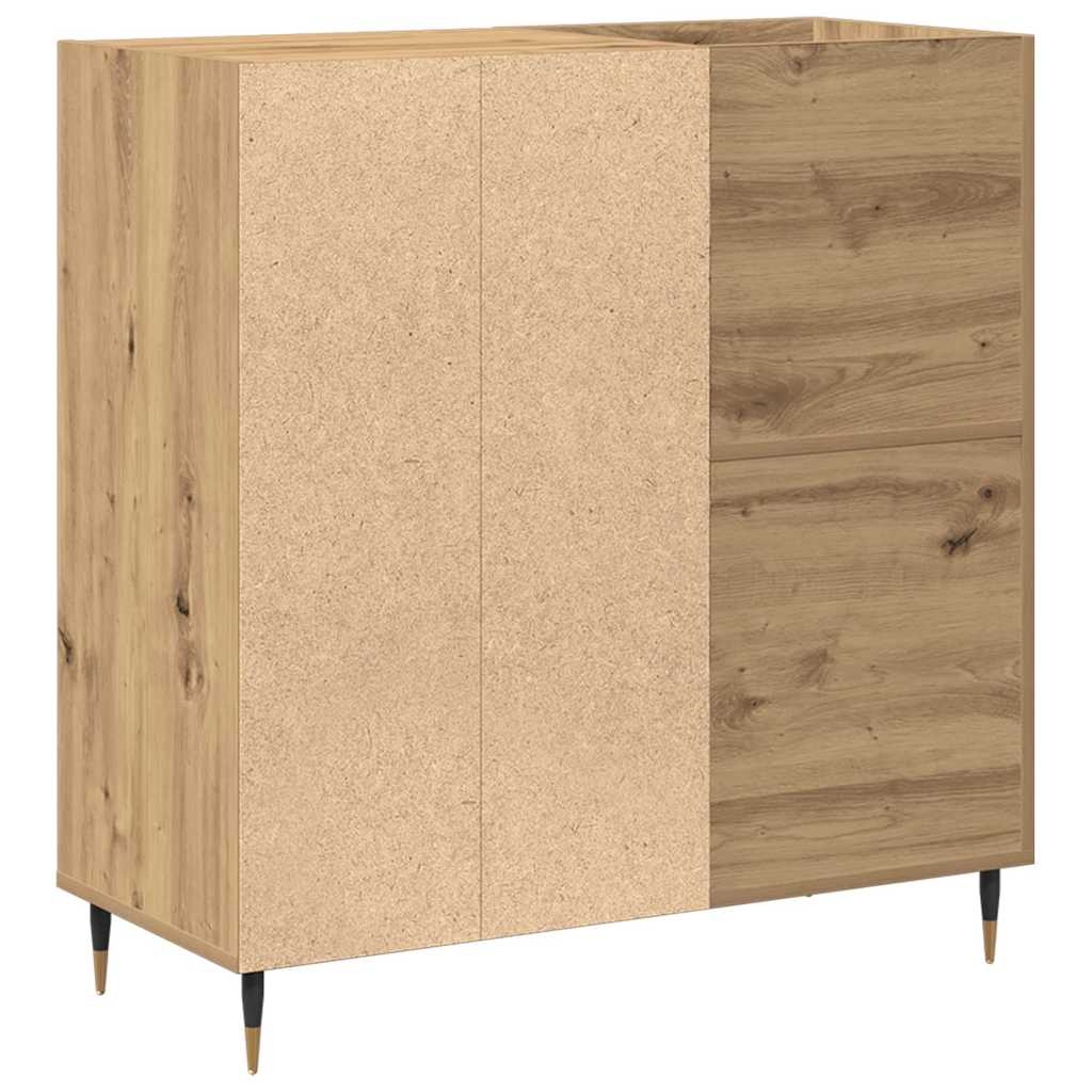 Platenkast artisanaal eikenkleurig 85 x 38 x 89 cm Bewerkt hout is nu te koop bij PeponiXL, paradijselijk wonen!